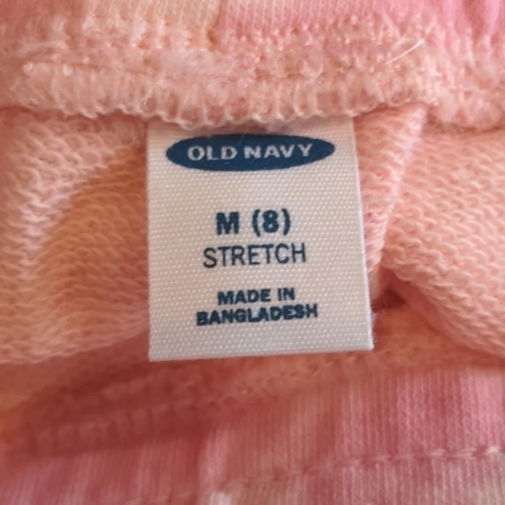 Old Navy Pink Tie Dye Raw Hem Drawstring Waist Shorts size Medium 8